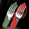 Stainless Steel 4 In 1 Portable Outdoor Pocket Knife Fork Spoon Diner Set Multi-function Tableware F