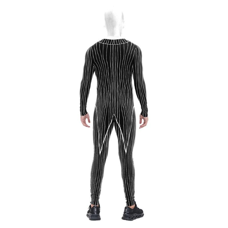 Cosplay Christmas Thriller Night Mike Men's Striped Digital Printed Bodysuit Halloween Costume