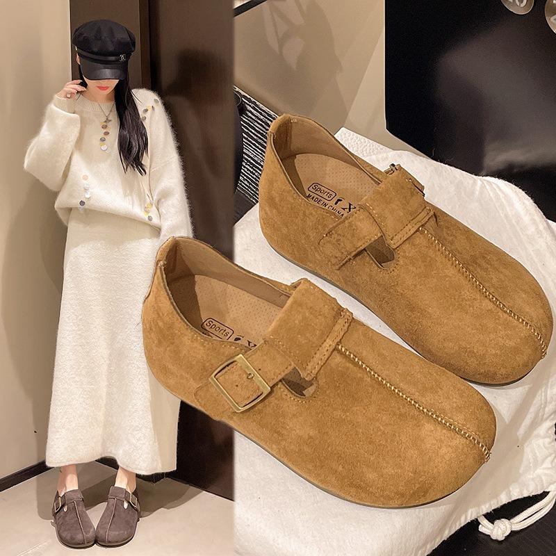 

Ретро женская обувь на плоской подошве осень и зима новая одинарная обувь универсальная женская обувь на мягкой подошве 40