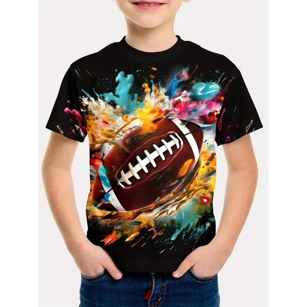 T-Shirt für Kinder Mode 3D-Druck Sommer Kurzarm-T-Shirt Personalisiertes Hip-Hop Bequemes Rundhals-T-Shirt Sportoberteil