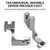 Adjustables Invisibles Zipper Foot,T69 Presser Foot For Single Needle Lockstitch Industrial Sewing Machine For Home Use