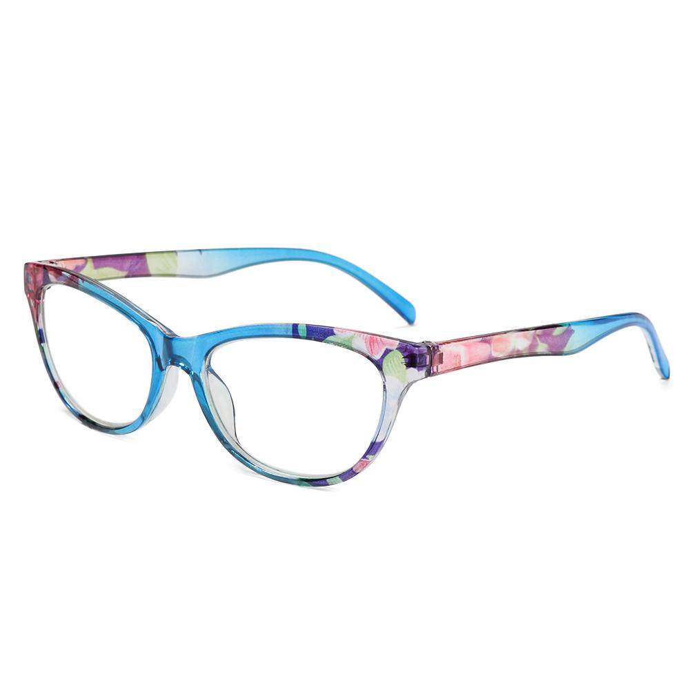 Katzenaugen Lesebrille Damen Herren Ultraleicht Harz Blumendruck Alterssichtigkeit Brille Leichtgewichtige Florale Weitsicht Brille
