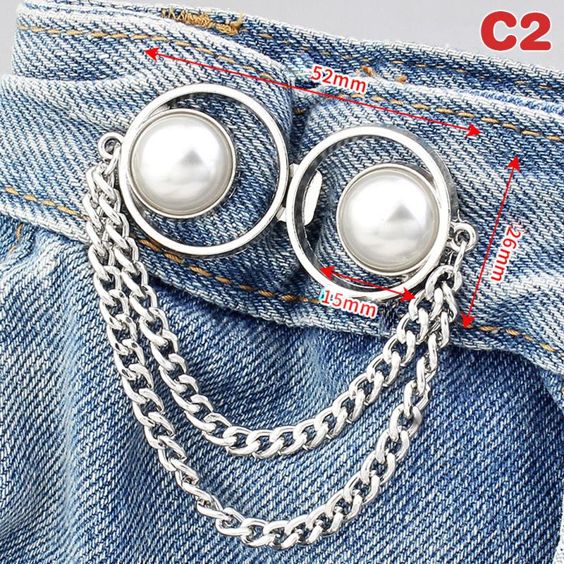 Ajusteur de Bouton de Jean Pour Pantalons Jupes Bouton Perle Gland Fermeture Pression Épingle de Pantalon Sans Couture Boucle de Taille de Jean Accessoires