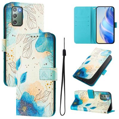 Blue Flower Forest Luxury Painted Leather Case Wallet PU Leather Book Style Cover for Samsung Galaxy S21 S22 S23 S24,A13 A15 A16 A06 A54...