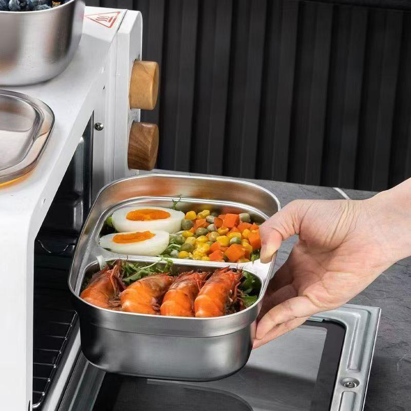 Büroangestellte Student Mikrowellengeeignetes Bento mit Deckel Tragbarer Lebensmittelaufbewahrungsbehälter Edelstahl Unterteilungen Brotdose