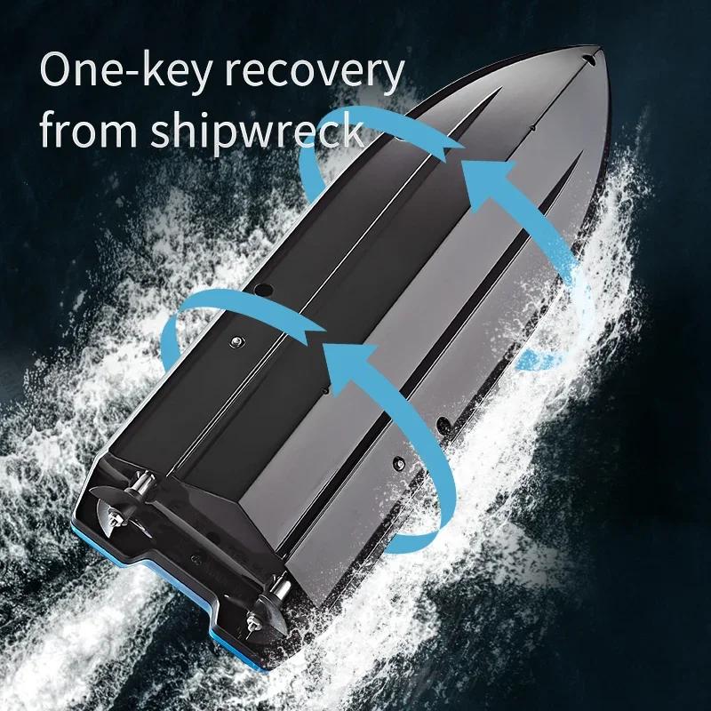 Non-Toxic Rc High Speed Boat High Horsepower 2.4G Racing Waterproof Light Remote Control Speedboat Model Children Outdoor Toy For Children Gift