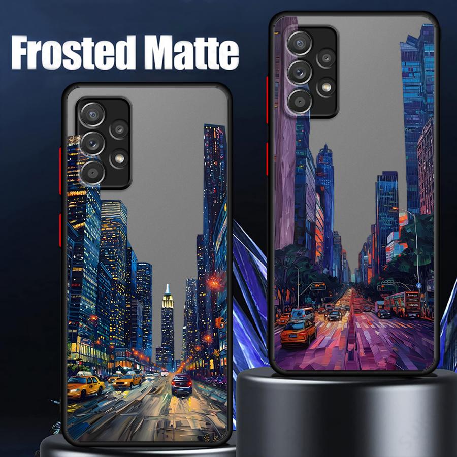 Phone Cover Case for Samsung Galaxy A54 A52S A72 A14 A23 A17 A52 A73 A33 A35 A56 A55 A53 A16 A15 A34 A36 Oil Painting City