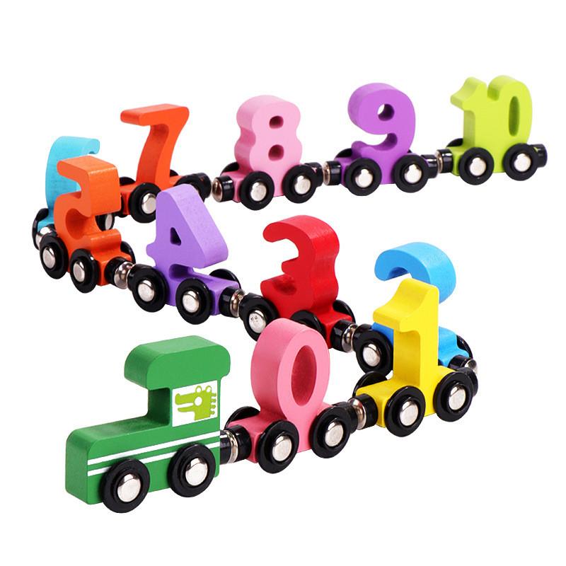 Wooden Magnetic Train With Number Blocks For Early Education Kids Development
