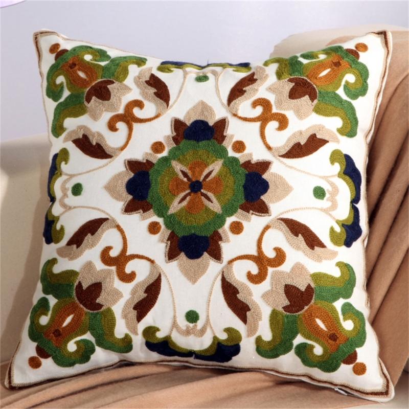 Embroidery Pillow Cover 45x45cm Farmhouse Cushion Cases for Couch Sofa Bed Decorations Embroidered Throw Pillows Cases