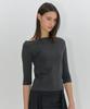 Lomaentinueo One-Shoulder Eyelet Sleeve T-Shirt (Charcoal)