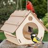 Wooden Bird House Feeder & Nest - Natural Garden Decoration with Bird Cage Villa and Parrot Swing for Outdoor Wildlife