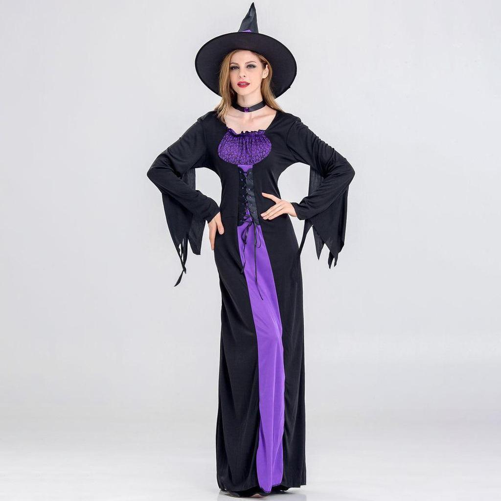 Women's Halloween Witch Costume - Purple Vampire Masquerade Dress (S-XXL)