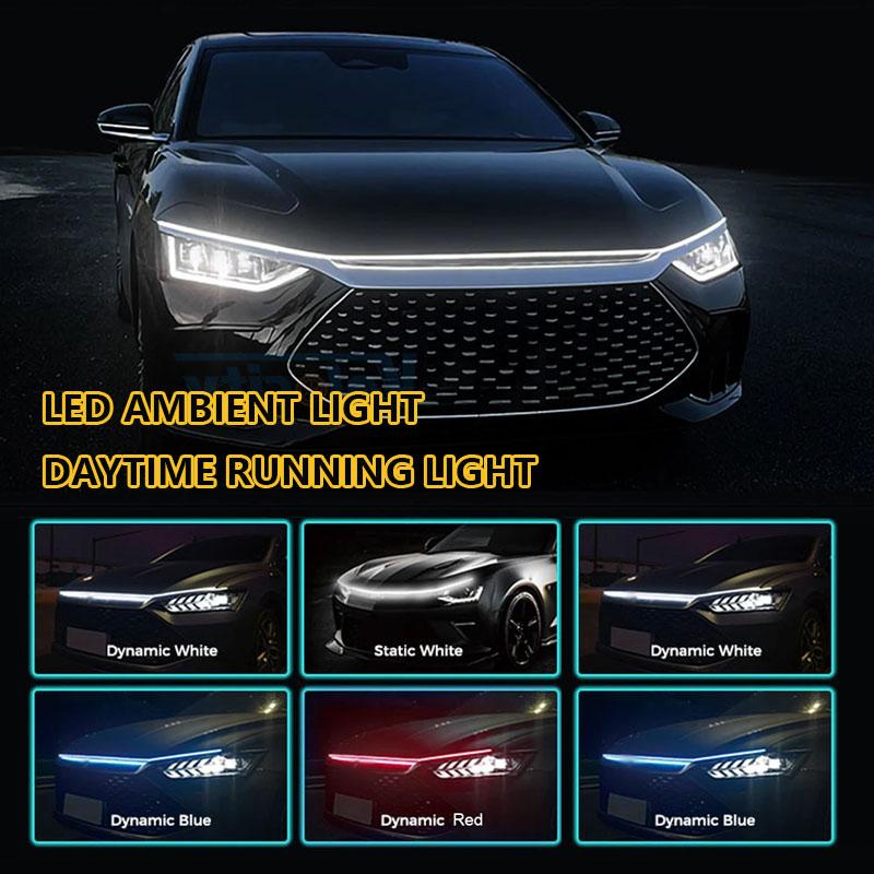 Car Hood LED Daytime Running Light Neon APP Remote Control Waterproof Flexible Auto Engine Hood Guide Decorative Ambient Lamp