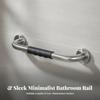 NonSlip Grab Bar with Silicone Grip | Ergonomic Finger Grooves, Polished Stainless Steel, Washroom