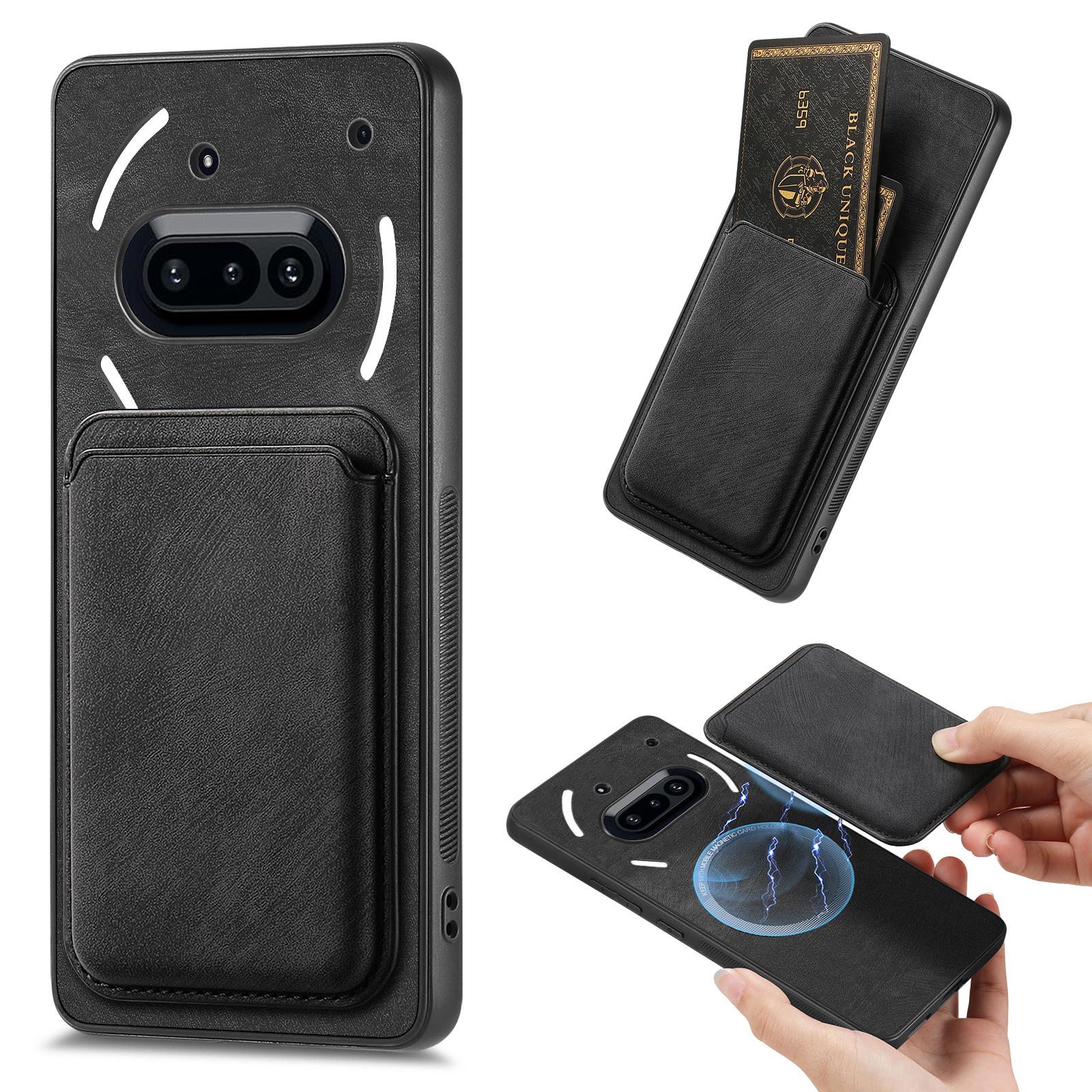 

For Nothing Phone (3a) Magnetic Case Leather Back Cover with Detachable Card Holder C