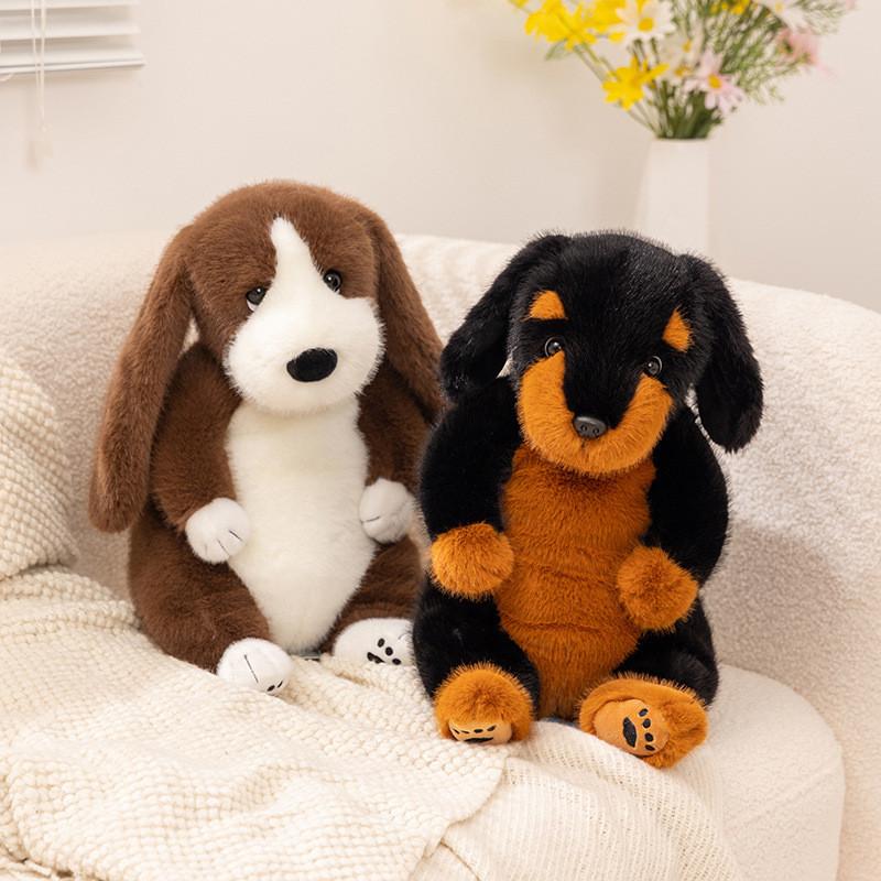 Dog Realistic Plush Toys Featuring Rottweiler And Basset Hound Styles For Gift