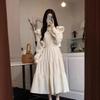 Autumn New French Fairy Temperament Ruffle Leaf Edge Dress Gentle Wind Milk Sweet Waist Princess Long Dress Tide