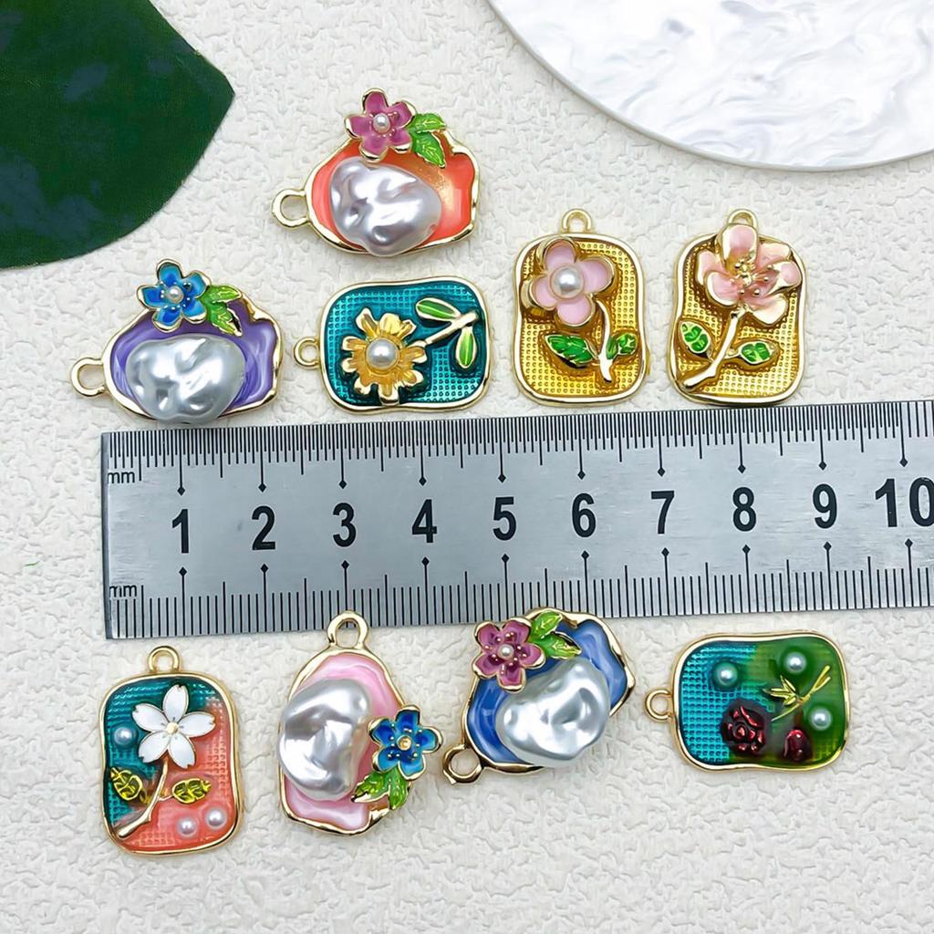 French Retro Enamel Flower Pendant: Light Luxury DIY Necklace & Hair Accessory