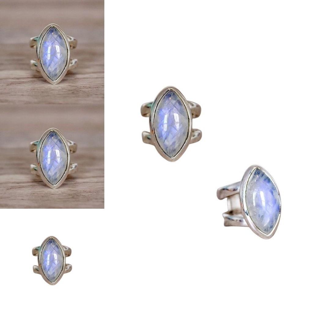 Vintage Punk Style Antique Silver Moonstone Ring Wholesale European And American Hot Selling Jewelry