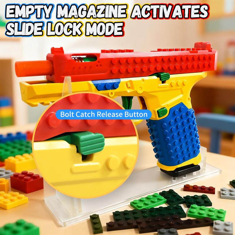 Diy Buildable Building Blocks Toy Gun With Shell Throwing Airsoft Blowback Empty Hanging Pistol Shooting Toy For Outdoor Cs Game