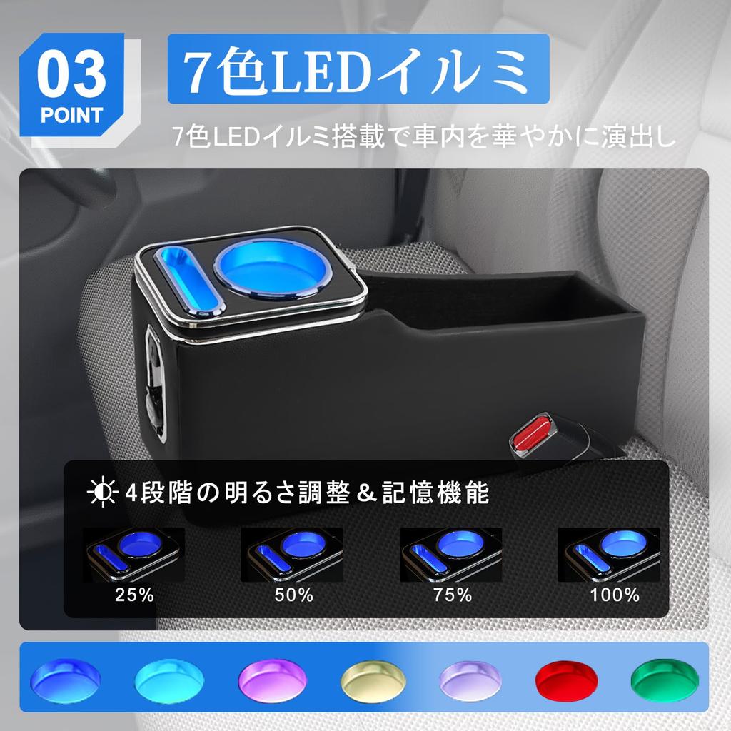 Console Box for Tanto LA600S LA610S Armrest with RGB Brightness USB Design for Tanto Custom 7-Color Lighting, Adjustment, Type-C QC3.0 Port,
