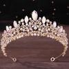 DIEZI Elegant Korean Pink Crystal Crown For Women Girls Wedding Vintage Bride Queen Bridal Tiaras Hair Accessories Headbands