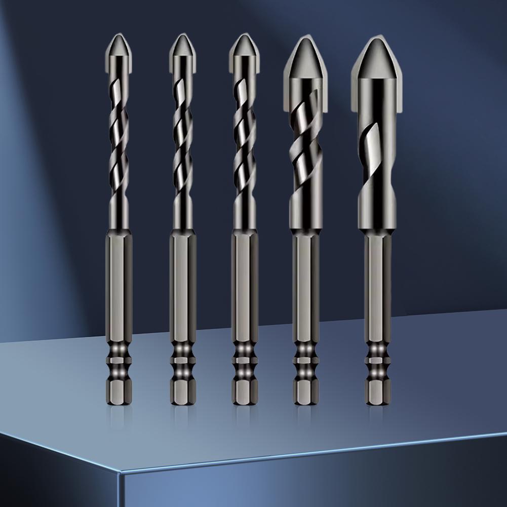 3/4/5 Pcs Tile Drill Bit 6/6/8/10/12MM Concrete Drill Bit Set Eccentric Twist Drill Bit for Tile Brick Plastic Cement Wood Glass