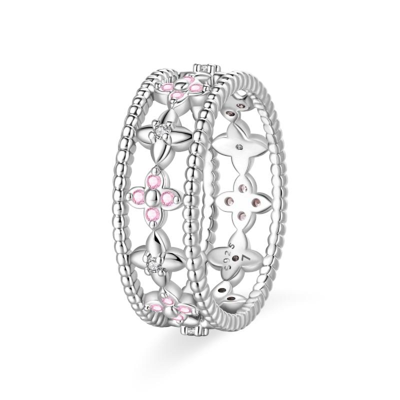 New 100% 925 Silver Fashion Sunflower Sun Moon Wide Rings Classic Heart-Shaped Crown Female Rings Elegant Party Jewelry