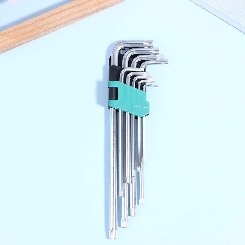 9Pcs/Set Torx Star Wrench Kits Extended Allen Keys Hexagon Spanner Key Set Plum Blossom Dual End L Type Star Screwdriver
