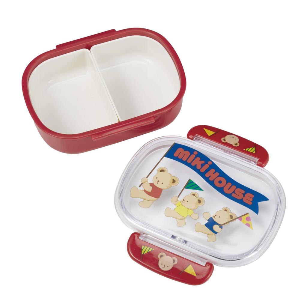 MIKI HOUSE Lunch Bear Made In Microwave and Dishwasher Suitable for Boys and Bento Red Box, 360ml, Design, Japan, Safe, Girls, Baby, Kids,