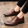 FashionMens Dress Shoes Lace Up Oxfords Fashion Pointed Toe Men's Business Casual Leather Oxfords Shoes Zapatos De Hombre Big Size 48