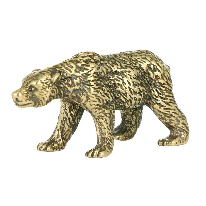 Vintage Polar Bear Figurine Solid Copper Handheld Ornament, Tea Table Decor