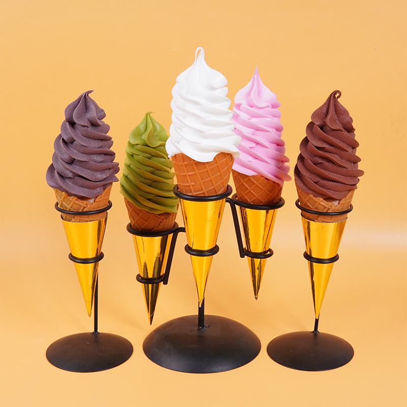 Night Market Ice Cream Cone Model: Realistic Torch Dessert Prop for Photography and Decor