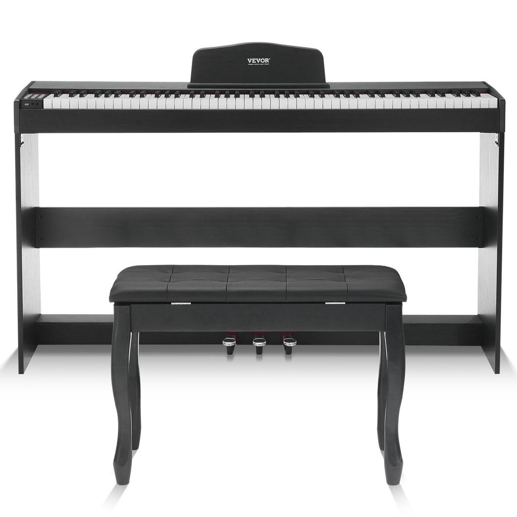 88 Key Fully Weighted Digital Piano Dual Keyboard Mode Cabinet Bracket Bench