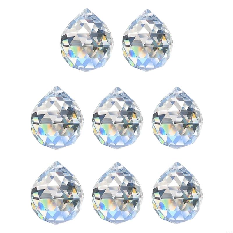 

8Pieces 20mm Clear Glass Crystal Prisms Ball Chandelier Pendants Suncatchers X3UC CN
