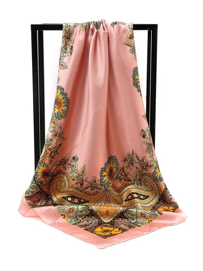 Eșarfe Pătrate de Mătase Femei Hijab Șaluri Print la Modă Batistă Femme Eșarfă de Cap Foulard Bandană Pareo de Plajă 90*90cm