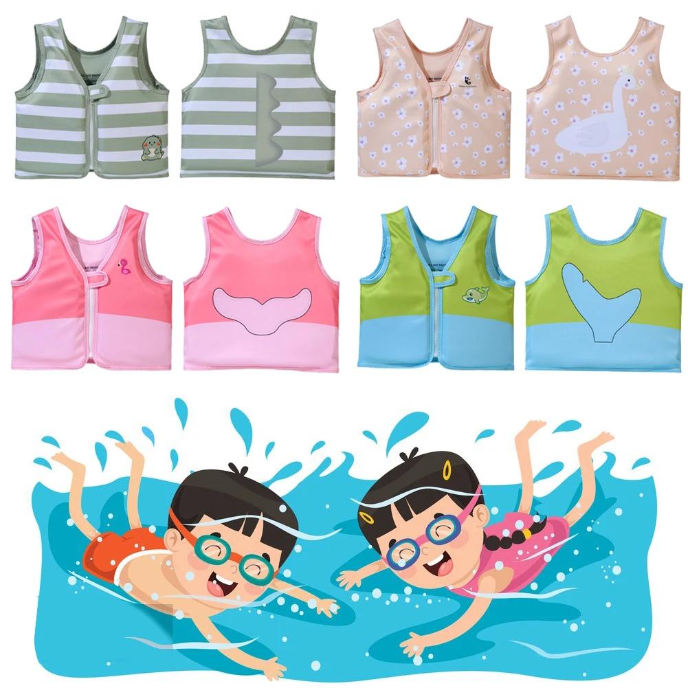 Summer Baby Swimsuit Sun Protection Vest Unisex Children's Swimming Aid Buoyancy Vest Floatation Jackets for Ages 2-6 Kids