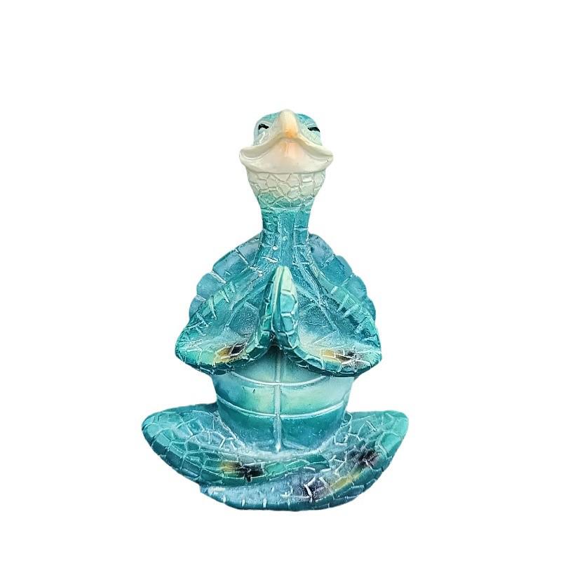 Resin Yoga Turtle Ornament - Meditative Sea Turtle Home Decoration