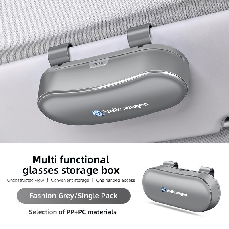 hijk1 Car Sun Visor Glasses Holder Sunglasses Case For VW Golf T5 Phaeton GTI Teramont ID3 Tiguan Car Accessories Glasses Box keychain