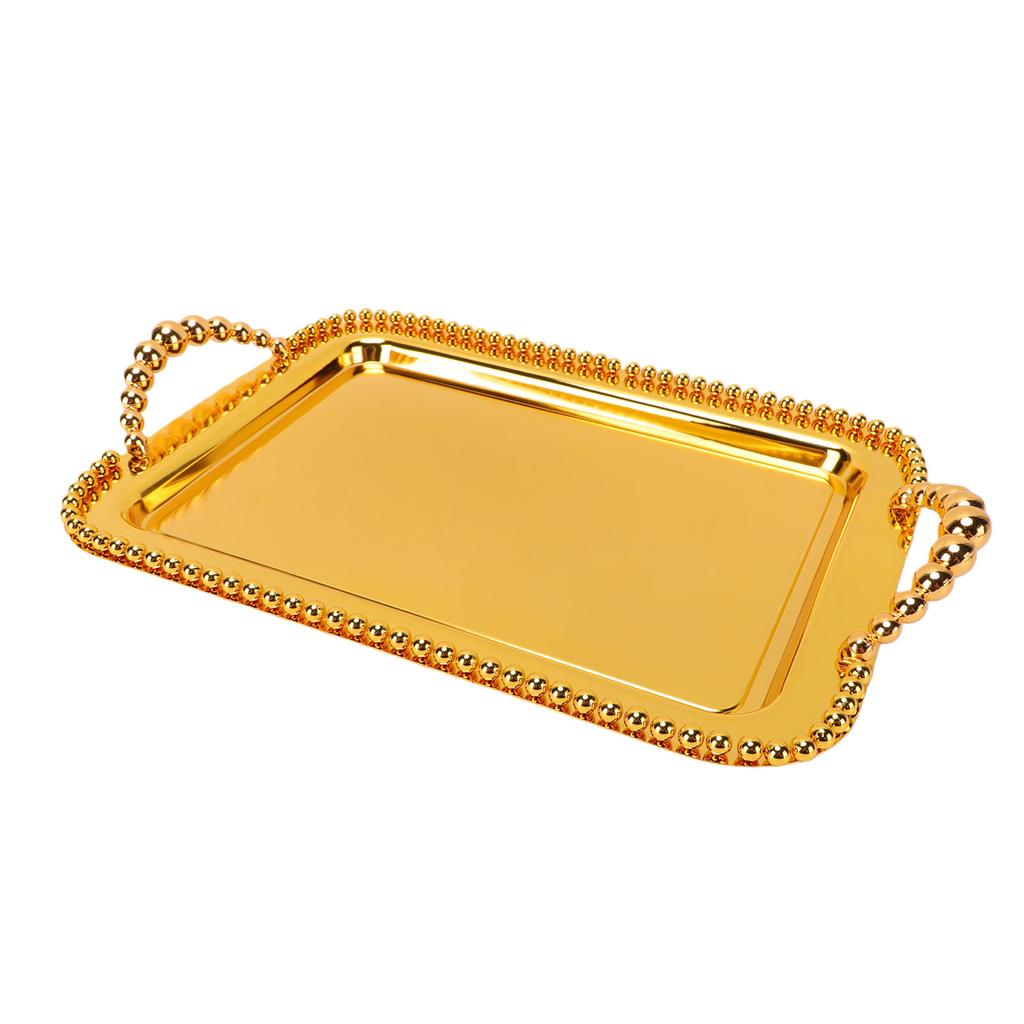 Multifunctional Serving Tray Rectangular Jewelry Dessert Food Tray with Dual Handle for Afternoon Tea Wedding Party