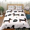 3 Pieces Cute Dachshund Duvet Cover Set Cartoon Sausage Dog Bedding Kids Boys Girls Dog Quilt Cover Queen Bed Set Dog Dropship