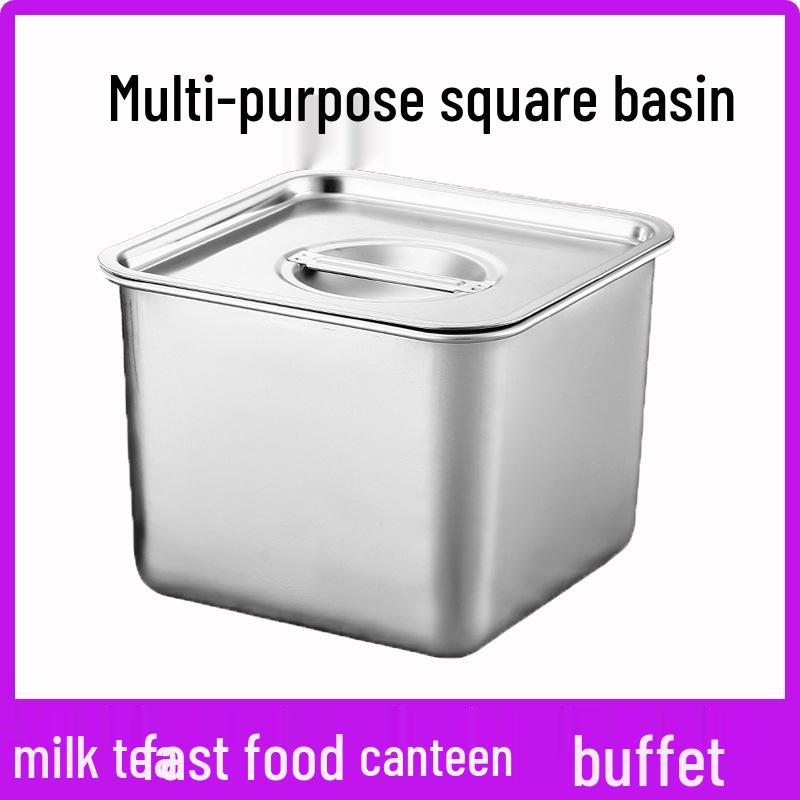 Stainless Steel Square Jam Bowl with Lid - Commercial Kitchen Condiment and Sauce Container Square Closed Lid 12CM (Lid Only)
