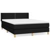 3130195 vidaXL Lit à sommier tapissier avec matelas Noir 140x200 cm Tissu