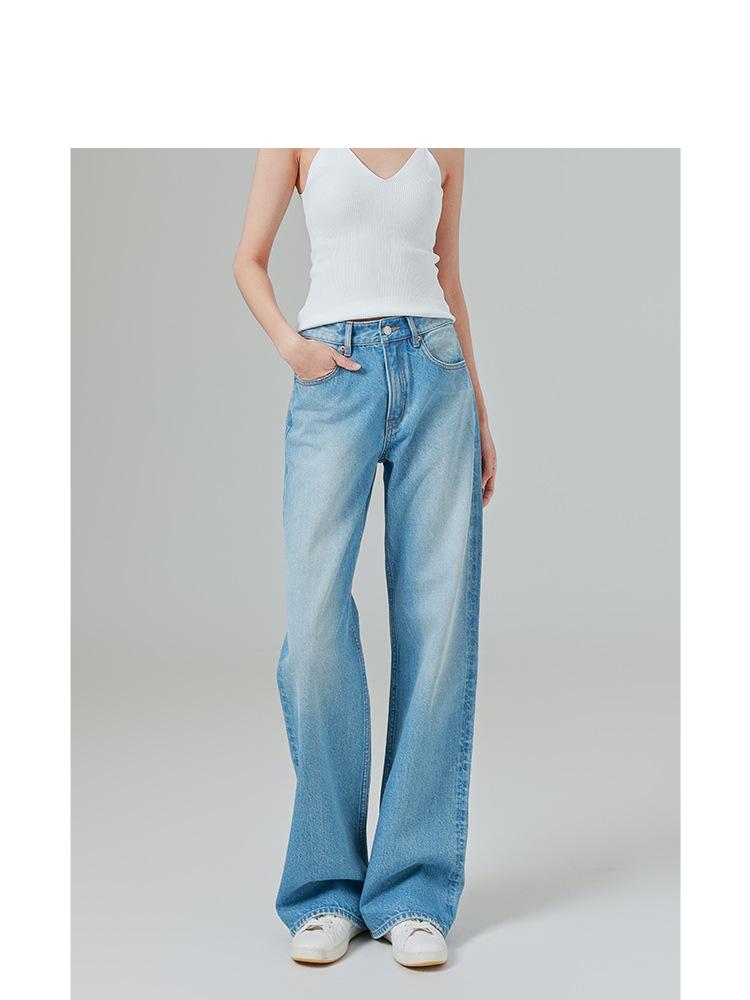 Women's High-Waisted Wide-Leg Floor-Length Jeans - Spring Collection by Big Brand Dupe