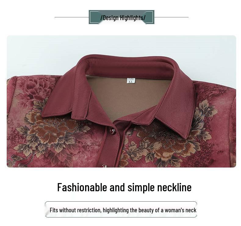Spring & Autumn Long-Sleeved Top for Grandma, Perfect for 60-70-Year-Old Women