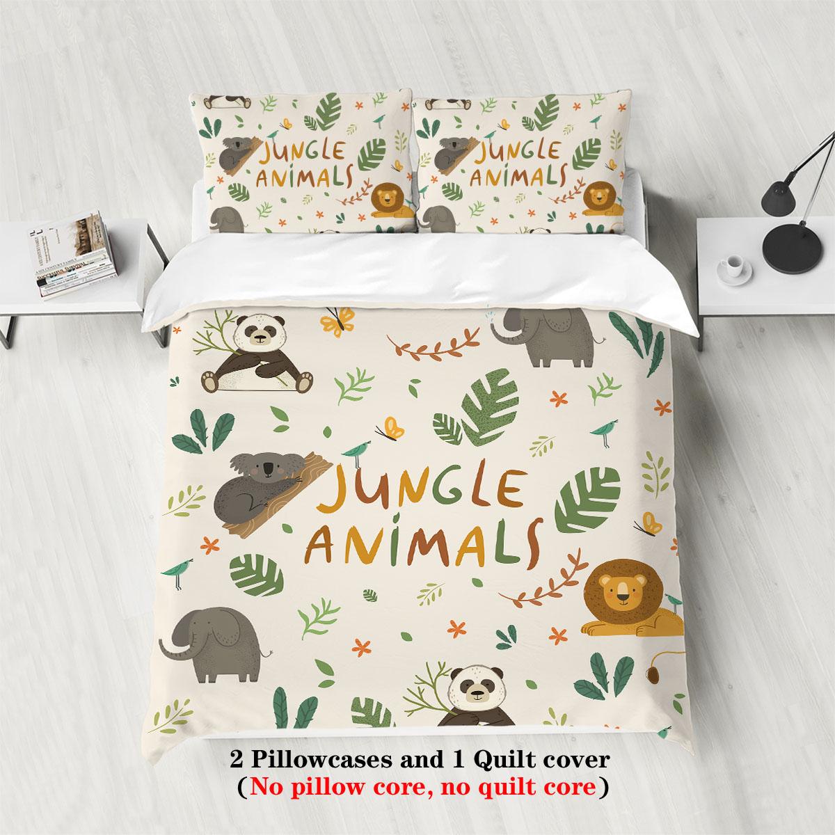 

3pcs Cartoon Animal Park Theme Printed BeddingSet,For Bedroom, Guest Room (1*Duvet Cover + 2*Pillowcase, NO Core) 135x200cm-EU-Single