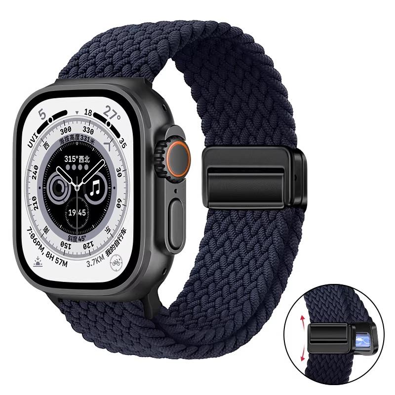 Nylon Braided Band For Apple Watch Series Ultra 3 2 1 49mm 11 10 46mm 42mm 9 8 7 45mm 41mm Magnetic Strap iWatch 6 5 SE 44/40mm Belt
