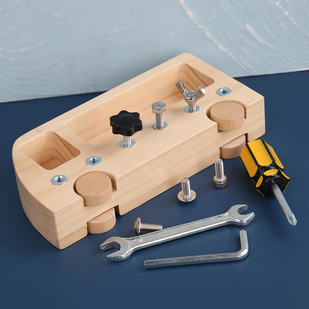Montessori Busy Bus Educational Toys for Kids - Wooden Puzzle & Screw Concentration Training