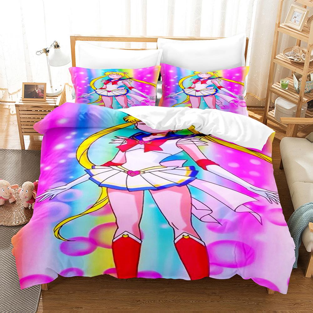 Sailor Moon Hare 3D Digital Printing Quilt Set Three-Piece Bedding
