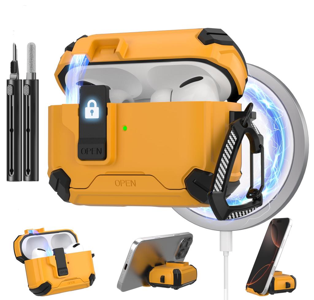 For AirPods 4 Generation Case Magnetic Automatic Lock with Phone Stand&Cleaning Kit for Airpods 4 with Active Noise Cancellation